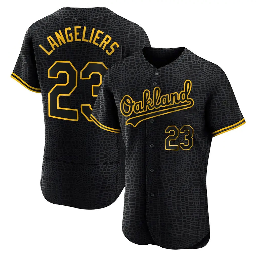 Athletics #23 Shea Langeliers Player Black Snake Skin City Limited Elite Home Game Gdoa Stitched Jerseys