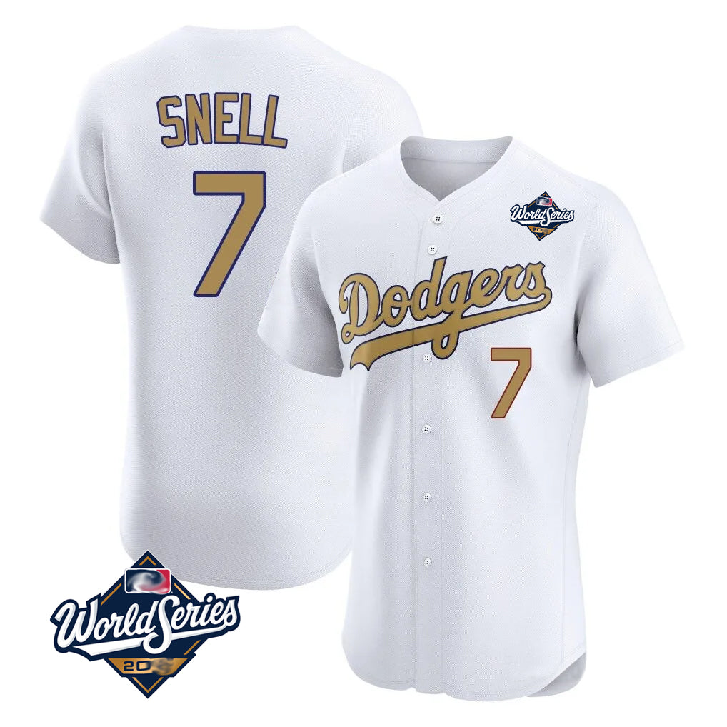 LA.Dodgers #7 Blake Snell Player Gold World Series Limited Elite Home Fdoa Stitched Jerseys