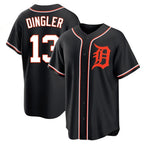 D.Tigers #13 Dillon Dingler Player Black Fashion Out Home Game Gdoa Stitched Jerseys