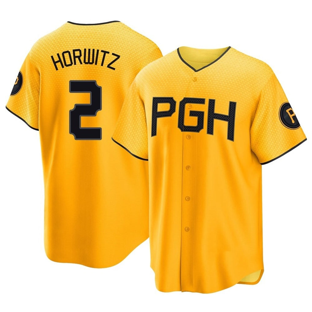 P.Pirates #2 Spencer Horwitz Player Gold City Connect Home Game Fdoa Stitched Jerseys