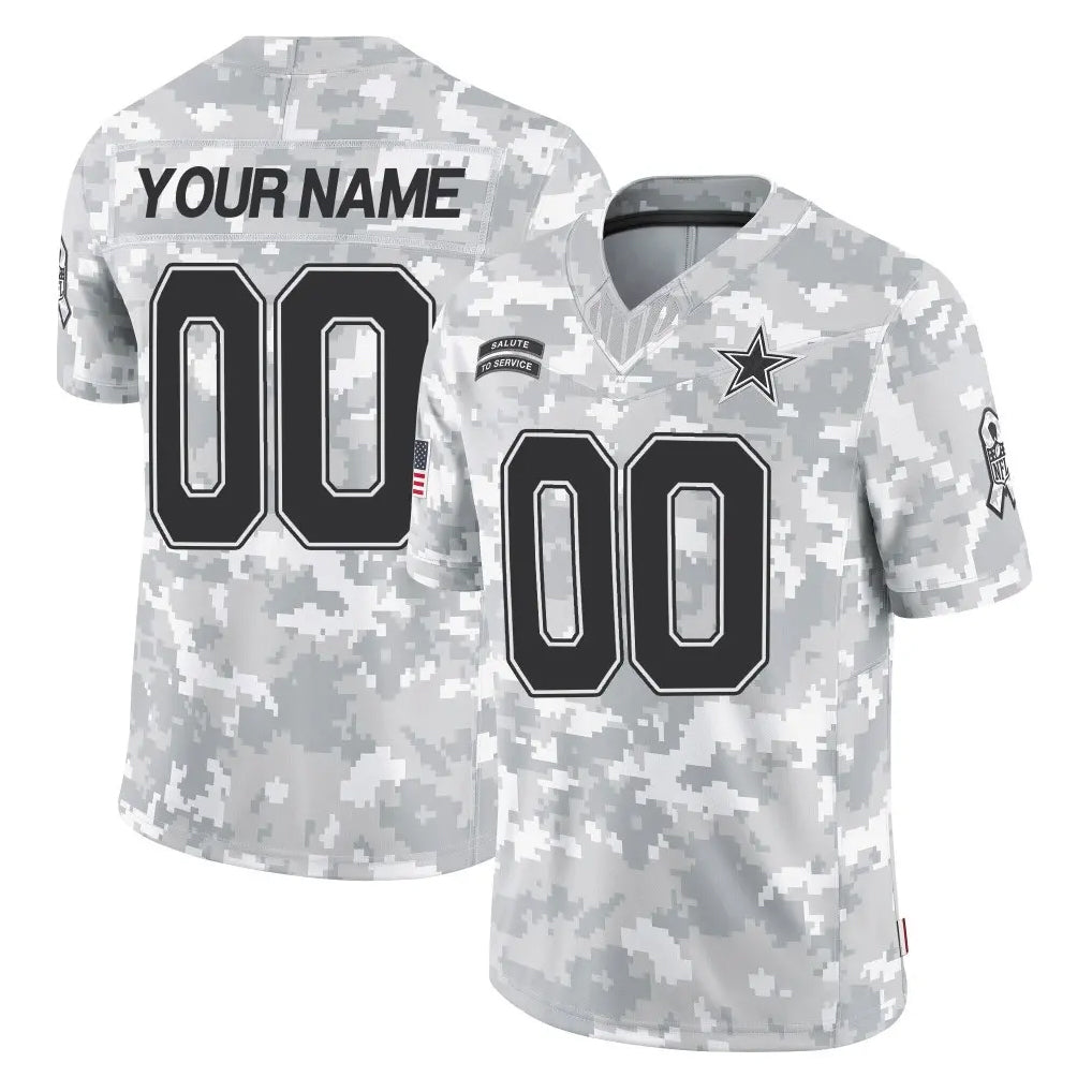 Custom D.Cowboys Arctic Camo Salute to Service Limited Home Game Any Name & Numbers Gdoa Stitched Jerseys
