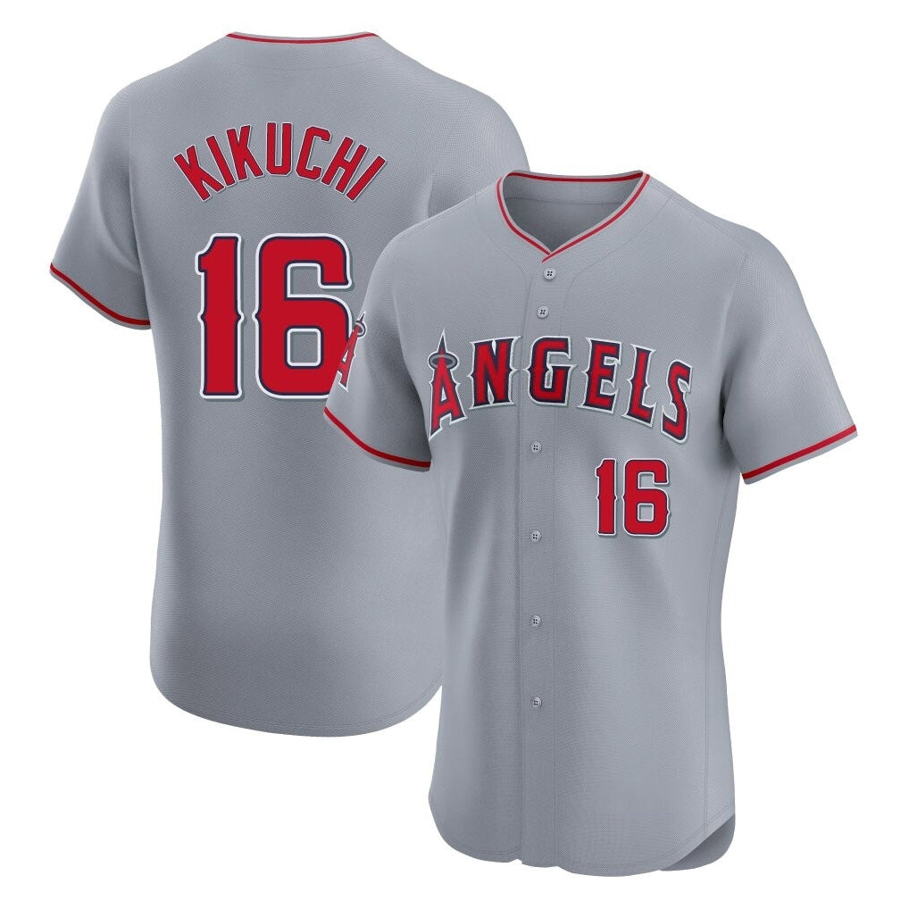 LA.Angels #16 Yusei Kikuchi Player Gray Home Limited Elite Fdoa Stitched Jerseys