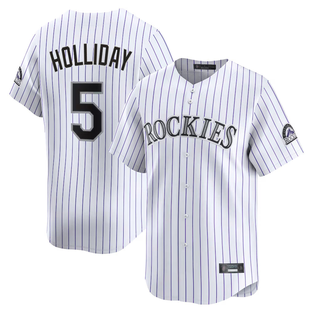 C.Rockies #5 Matt Holliday Player White Limited Home Gdoa Stitched Jerseys