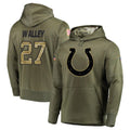 IN.Colts #27 Justin Walley Player Olive Salute to Service Pullover Hoodies Home Game Gdoa Stitched Jerseys
