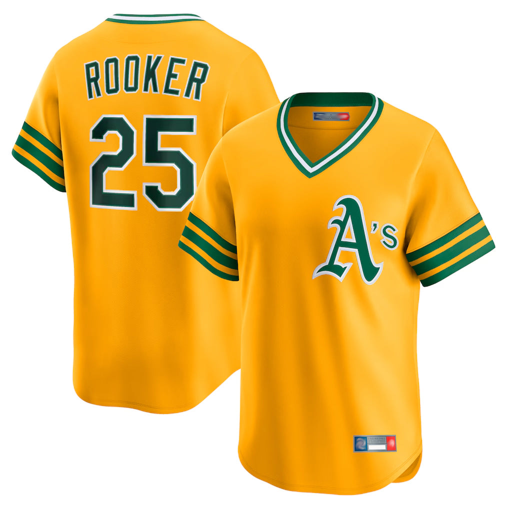 Athletics #25 Brent Rooker Player Gold Cooperstown Collection T-shirt Game Gdoa Stitched Jerseys
