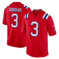 NE.Patriots #3 DeMario Douglas Player Red Home Game Gdoa Stitched Jerseys