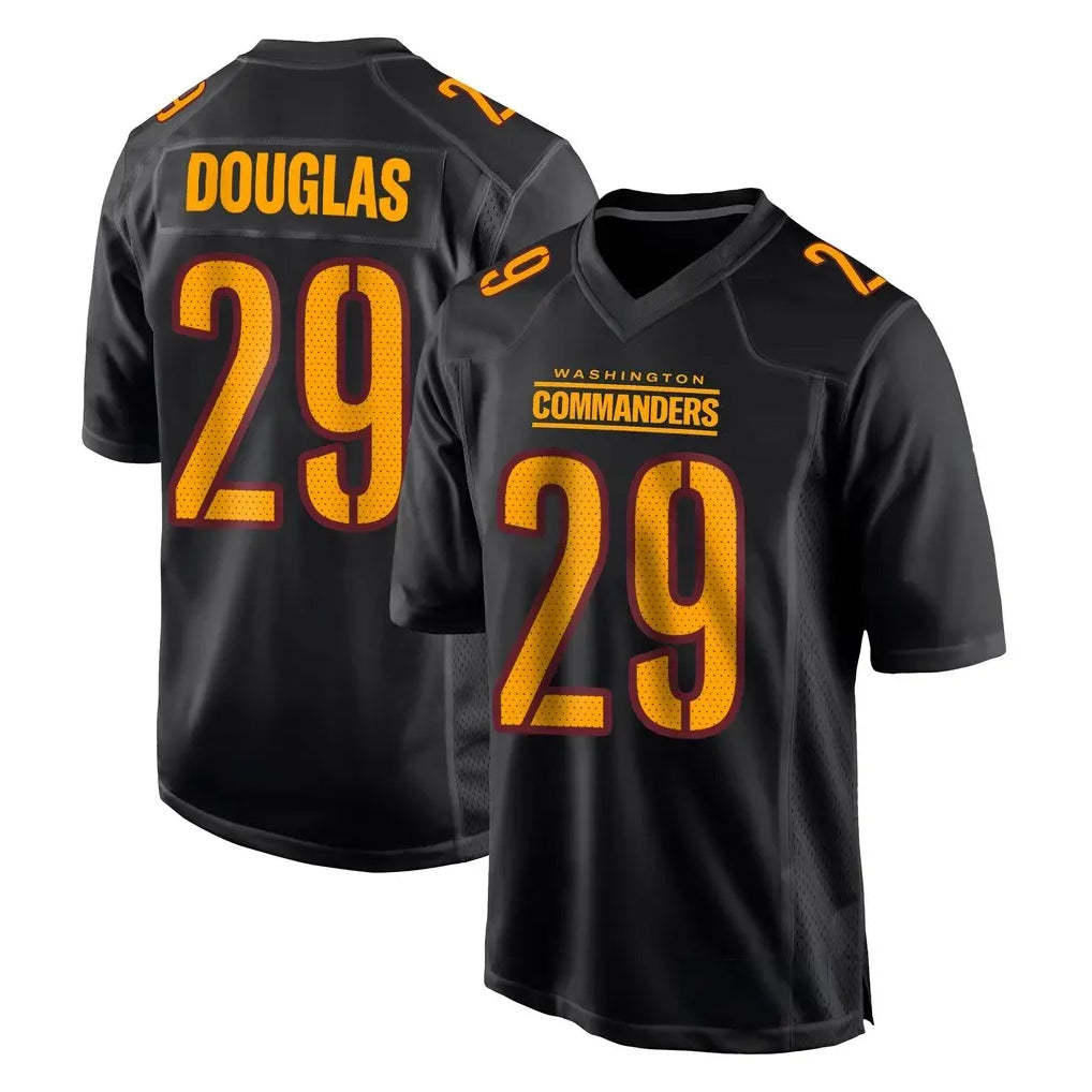 W.Commanders #29 Rasul Douglas Player Black Carbon Fashion Home Game Gdoa Stitched Jerseys