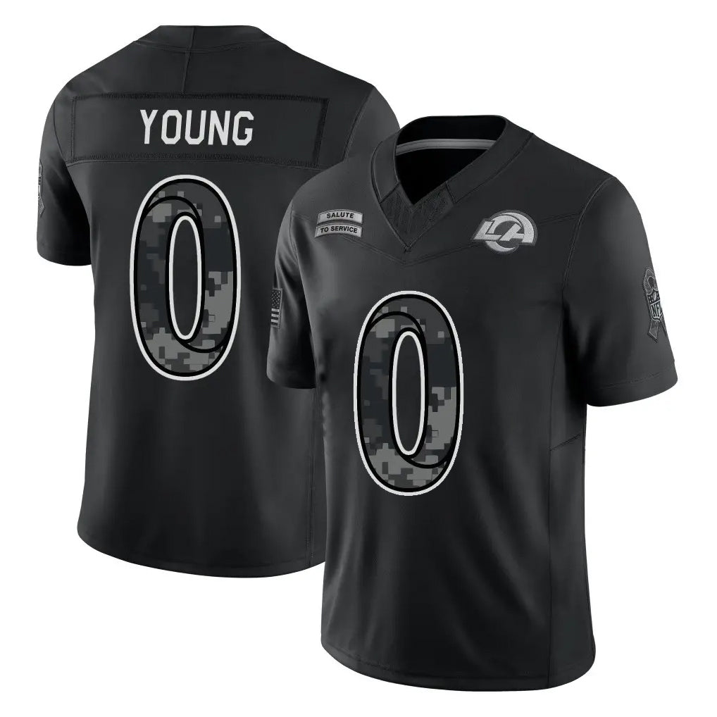 LA.Rams #0 Byron Young Player Black Limited 2026 Salute to Service Home Game Gdoa Stitched Jerseys