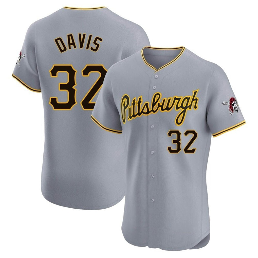 P.Pirates #32 Henry Davis Player Gray Road Home Limited Elite Fdoa Stitched Jerseys