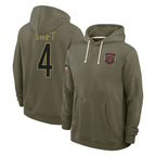 C.Bears #4 D'Andre Swift Player Olive Salute to Service Pullover Hoodies Limited Gdoa Stitched Jerseys