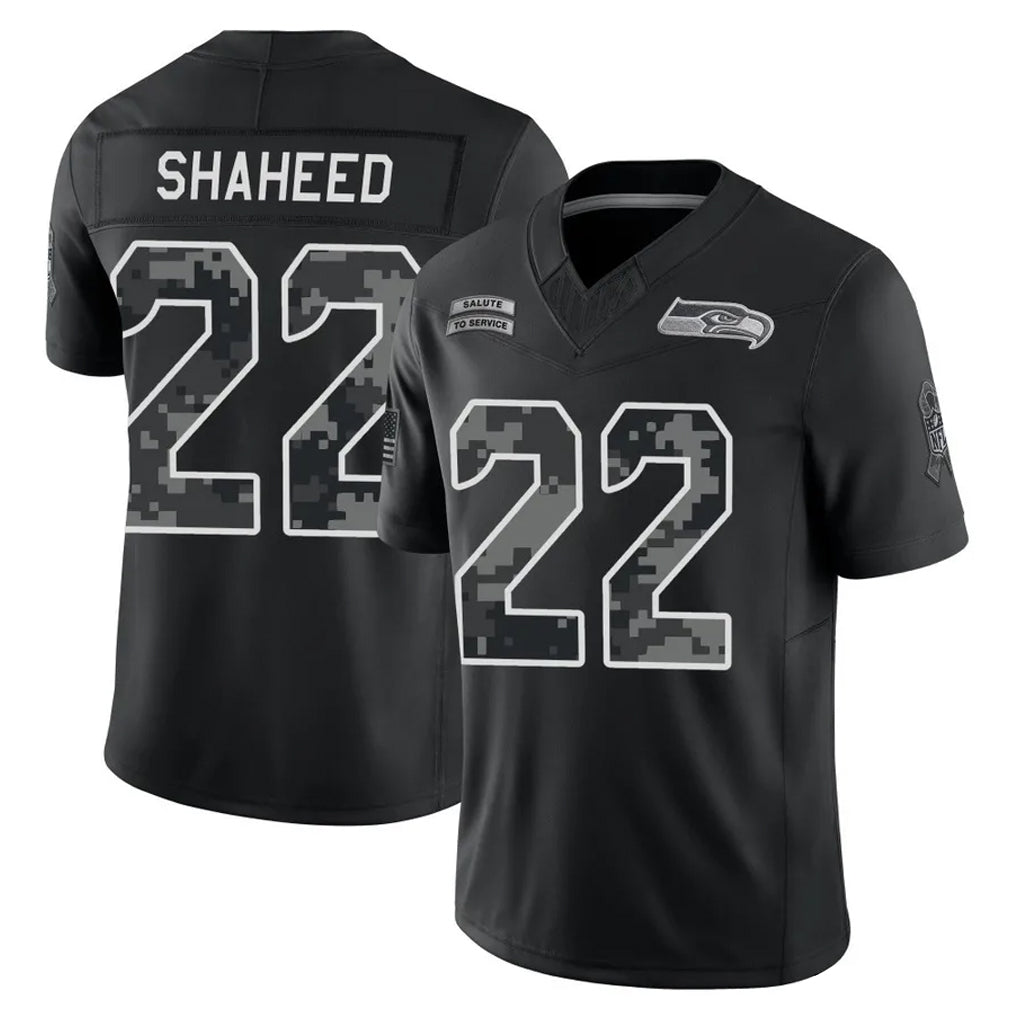 S.Seahawks #22 Rashid Shaheed Player Black Limited 2026 Salute to Service Home Game Gdoa Stitched Jerseys