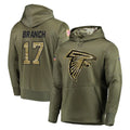 A.Falcons #17 Zachariah Branch Player Olive Salute to Service Club Fleece Hoodie Gdoa Stitched Jerseys