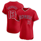 LA.Angels #13 Drew Pomeranz Player Red Home Limited Elite Fdoa Stitched Jerseys