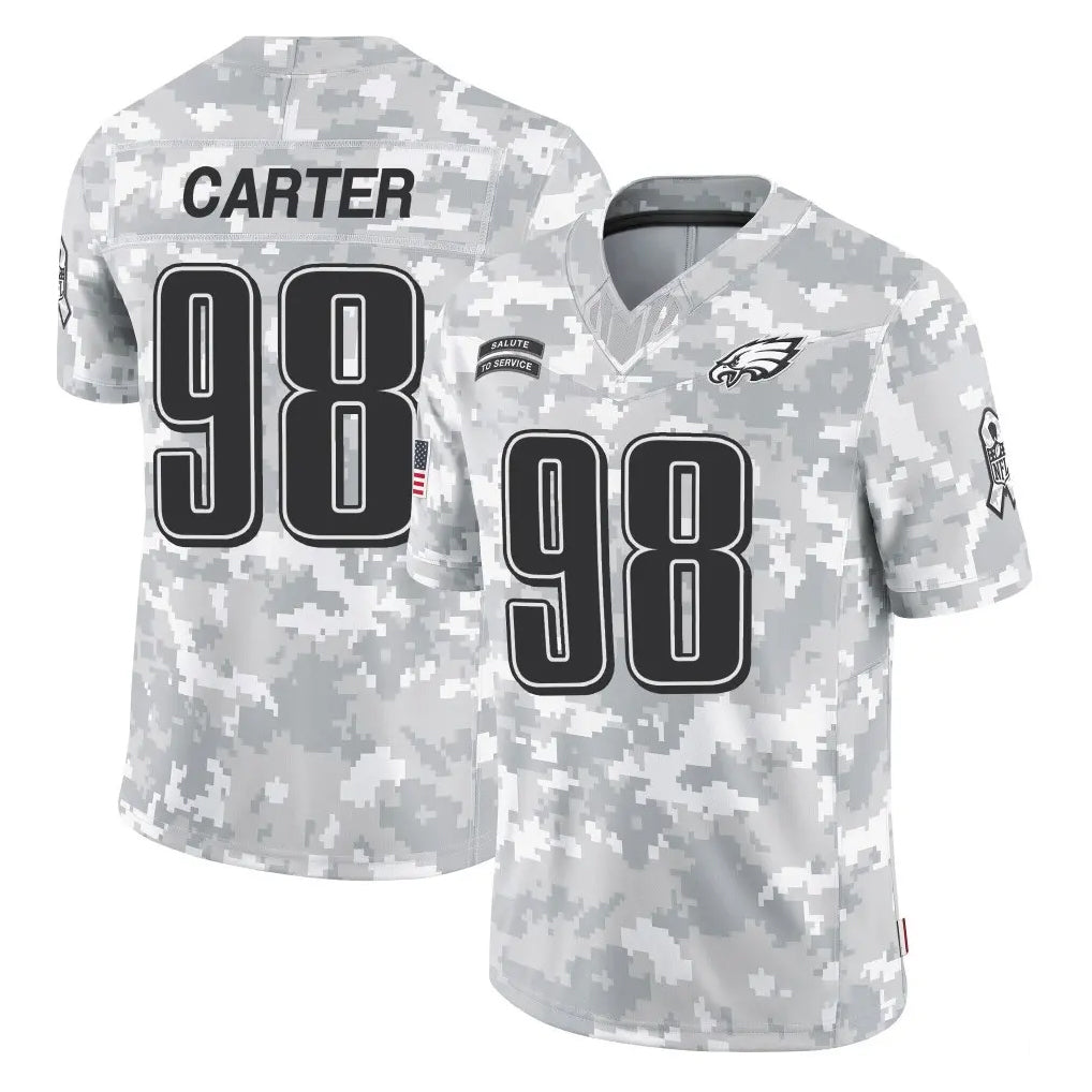 P.Eagles #98 Jalen Carter Player Arctic Camo Salute to Service Limited Game Gdoa Stitched Jerseys