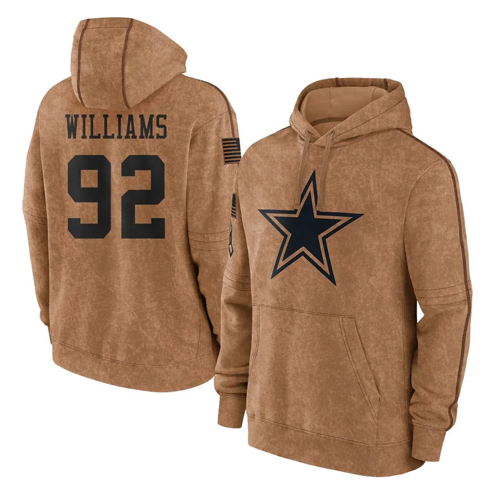 D.Cowboys #92 Quinnen Williams Player Brown Salute to Service Hoodies Limited Game Gdoa Stitched Jerseys