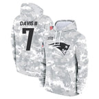NE.Patriots #7 Carlton Davis III Player Arctic Camo Salute to Service Pullover Hoodies Limited Game Gdoa Stitched Jerseys
