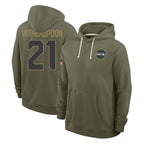 S.Seahawks #21 Devon Witherspoon Player Olive Salute to Service Pullover Hoodies Limited Gdoa Stitched Jerseys