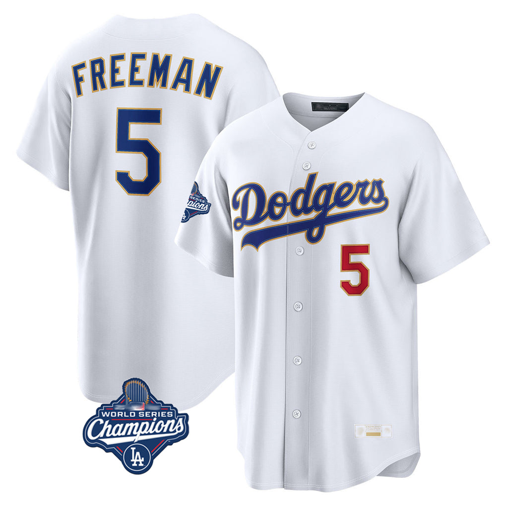 LA.Dodgers #5 Freddie Freeman Player Gold White World Series Meet 2026 Collection Stadium Limited Fdoa Stitched Jerseys