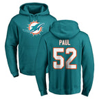 M.Dolphins #52 Patrick Paul Player Aqua LOGO Pullover Hoodies Limited Gdoa Stitched Jerseys