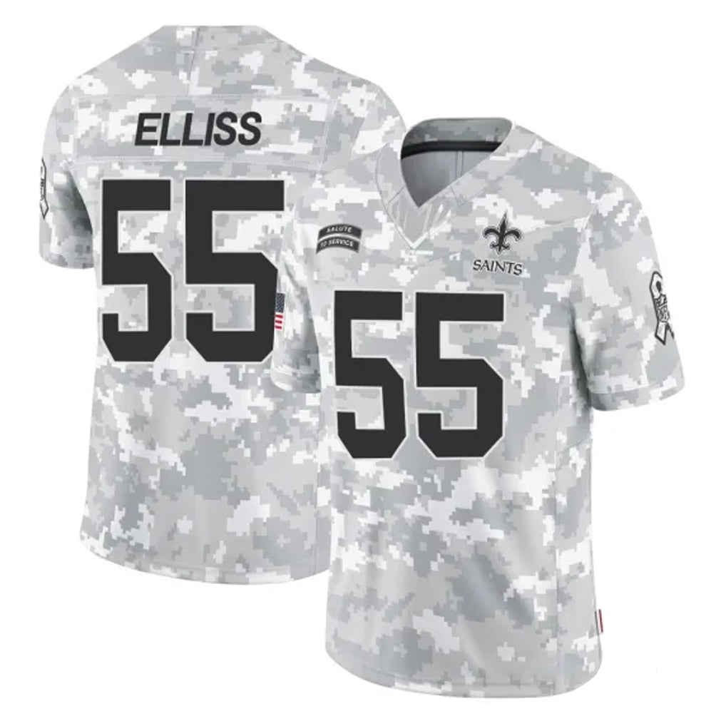 NO.Saints #55 Kaden Elliss Player Arctic Camo Salute To Service Limited Game Gdoa Stitched Jerseys