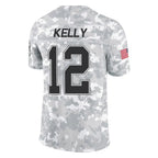 B.Bills #12 Jim Kelly Player Arctic Camo Salute to Service Limited Gdoa Stitched Jerseys