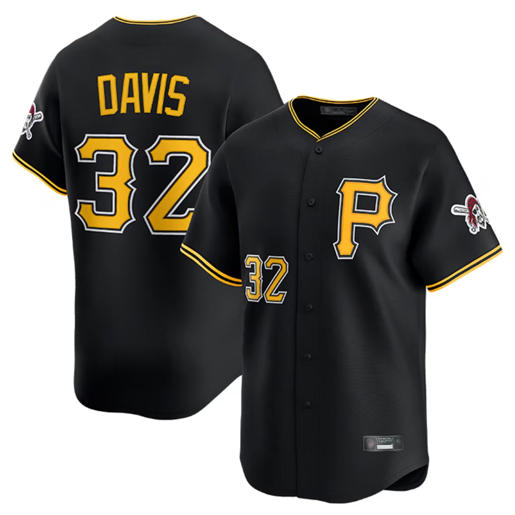 P.Pirates #32 Henry Davis Player Black Alternate Limited Game Fdoa Stitched Jerseys