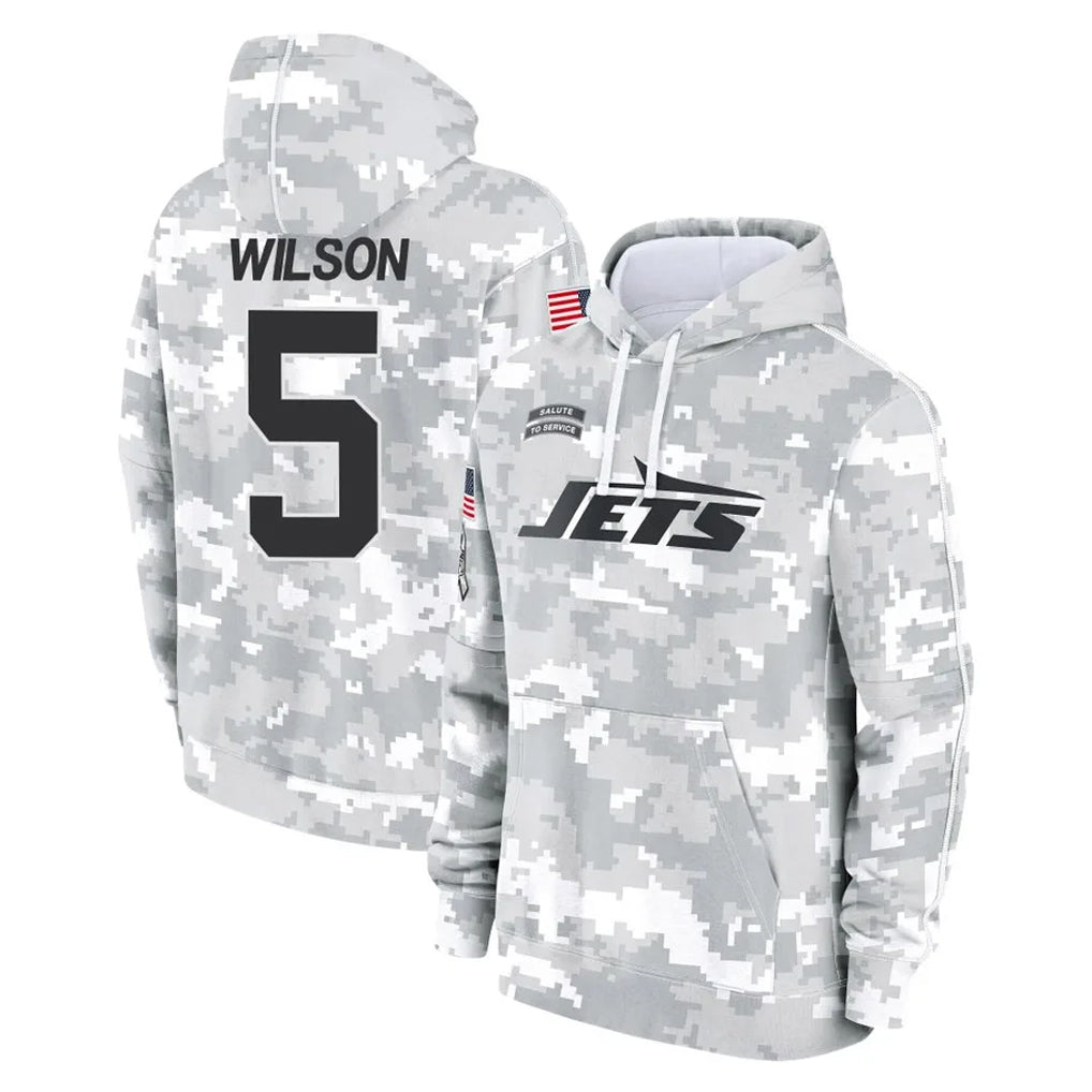 NY.Jets #5 Garrett Wilson Player Arctic Camo Salute to Service Pullover Hoodies Limited Game Gdoa Stitched Jerseys