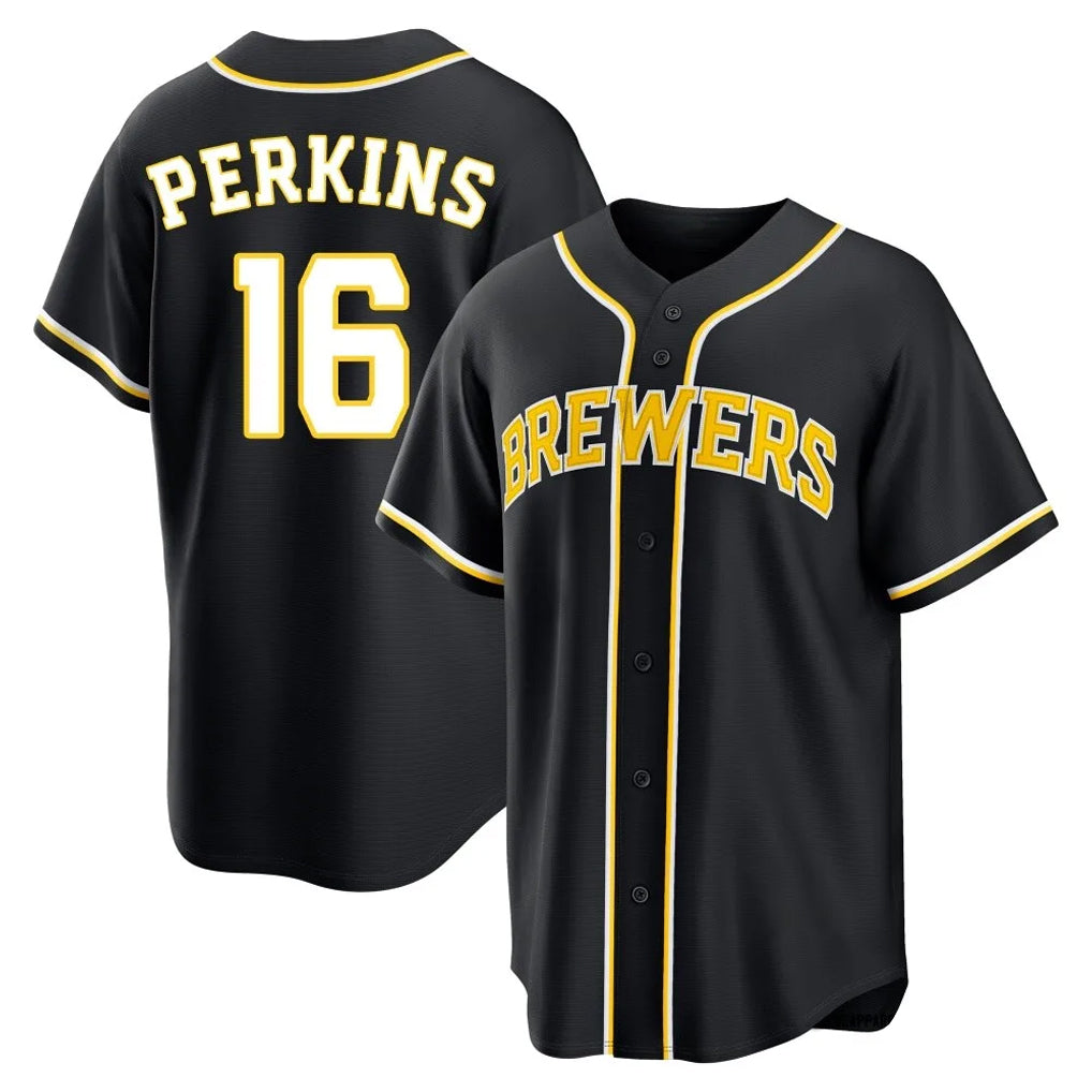 M.Brewers #16 Blake Perkins Player Black Fashion Out Home Game Fdoa Stitched Jerseys