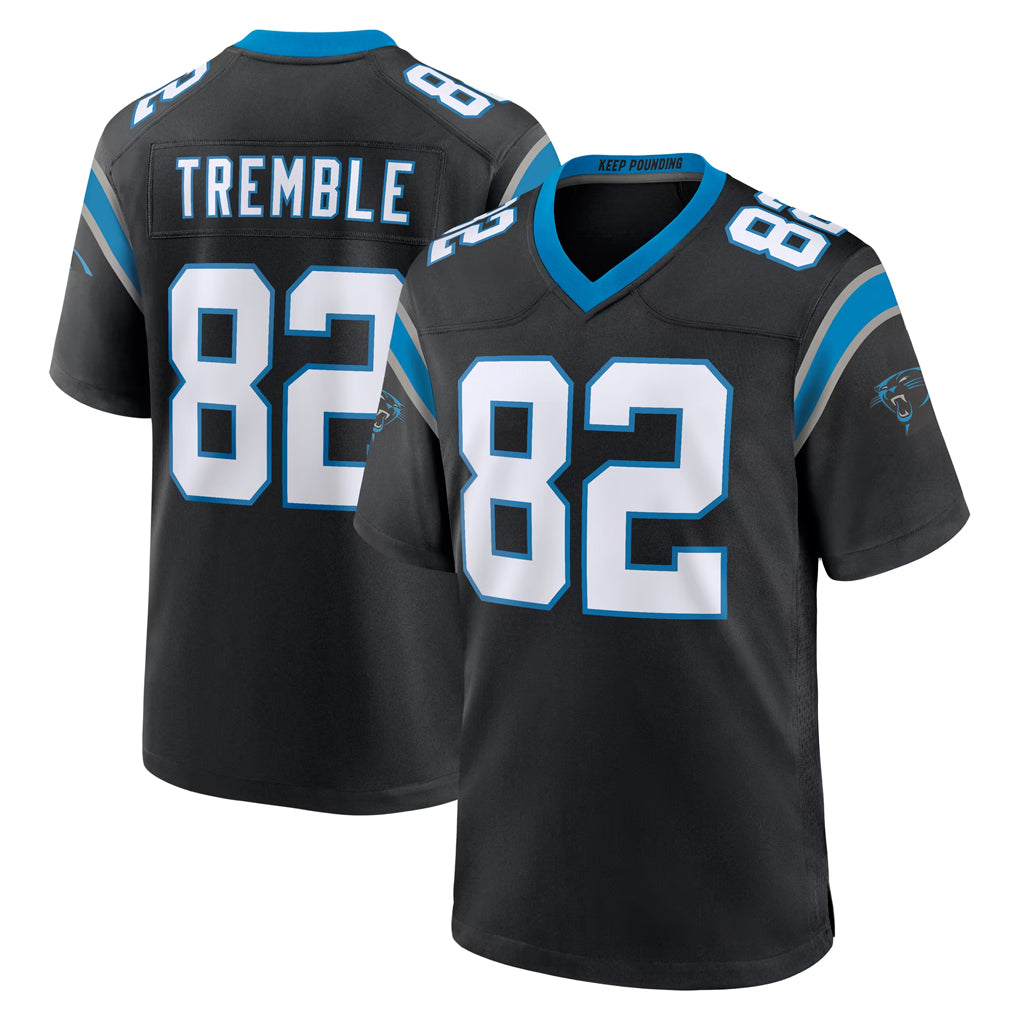 C.Panthers #82 Tommy Tremble Player Black Limited Home Game Gdoa Stitched Jerseys