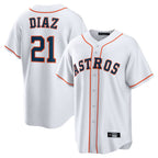 H.Astros #21 Yainer Diaz Player White Home Game Gdoa Stitched Jerseys