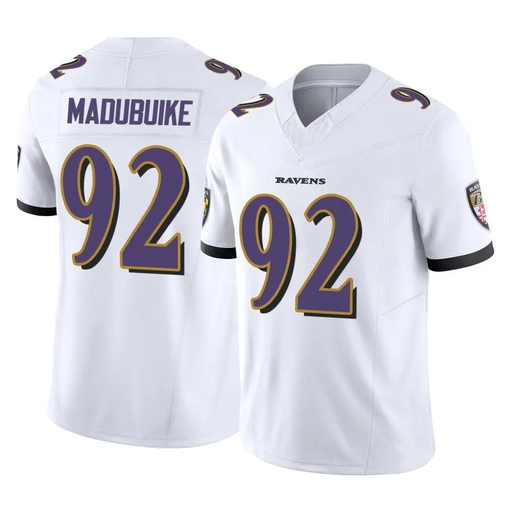 B.Ravens #92 Nnamdi Madubuike Player White Vapor F.U.S.E. Limited Home Game Gdoa Stitched Jerseys