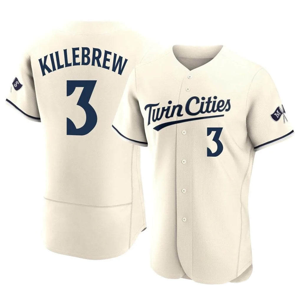 M.Twins #3 Harmon Killebrew Player Cream Home Limited Elite Fdoa Stitched Jerseys