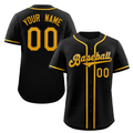 Custom Black Yellow Classic Style Authentic Baseball Jersey-1