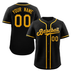 Custom Black Yellow Classic Style Authentic Baseball Jersey-1