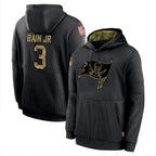 TB.Buccaneers #3 Rueben Bain Jr. Player Black Salute to Service Sideline Performance Pullover Hoodies Home Game Gdoa Stitched Jerseys