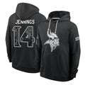 MN.Vikings #14 Jauan Jennings Player 2026 Black Logo Pullover Hoodies Limited Game Gdoa Stitched Jerseys