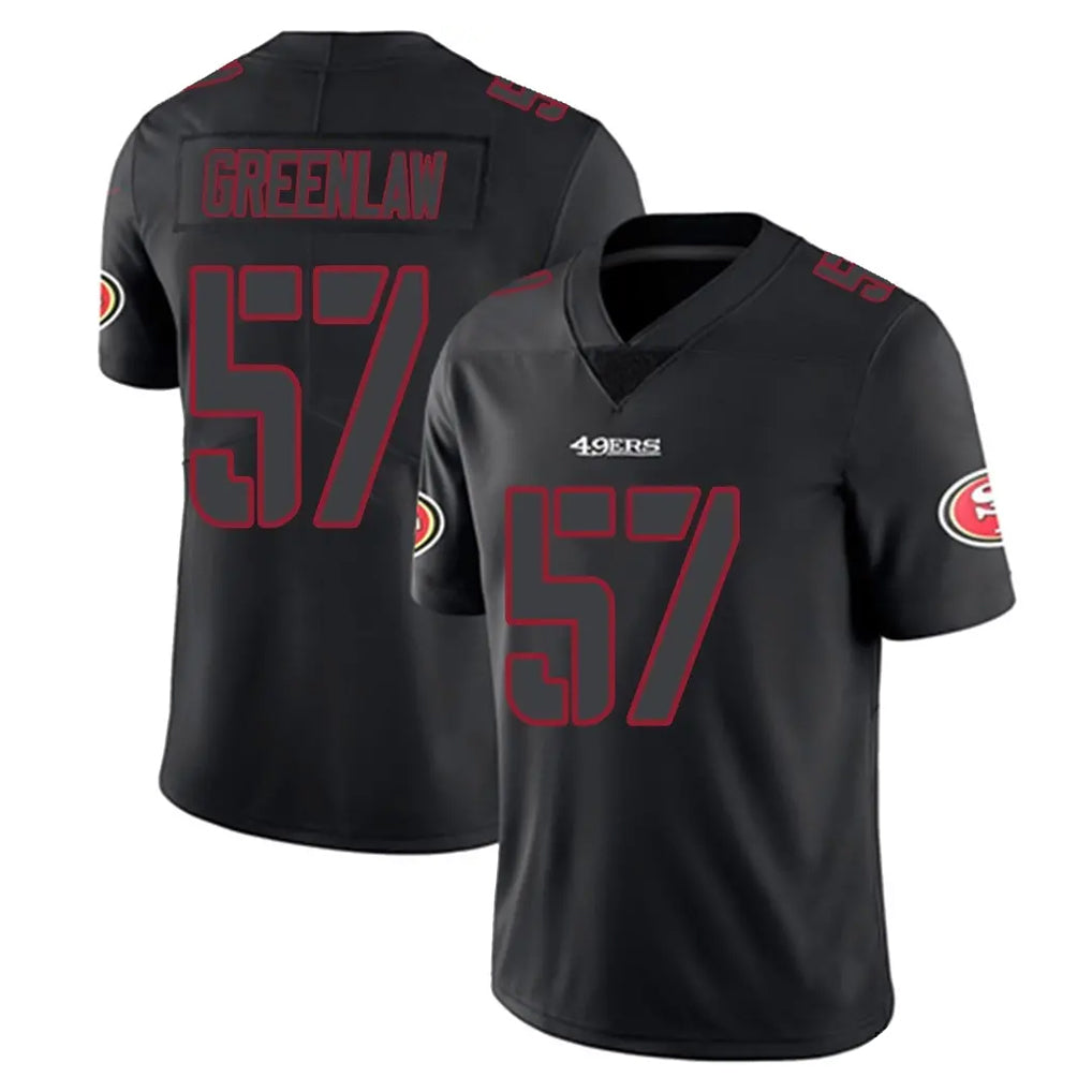 SF.49ers #57 Dre Greenlaw Player Black Impact Limited Home Game Gdoa Stitched Jerseys