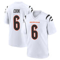 C.Bengals #6 Brian Cook Player White Home Game Gdoa Stitched Jerseys