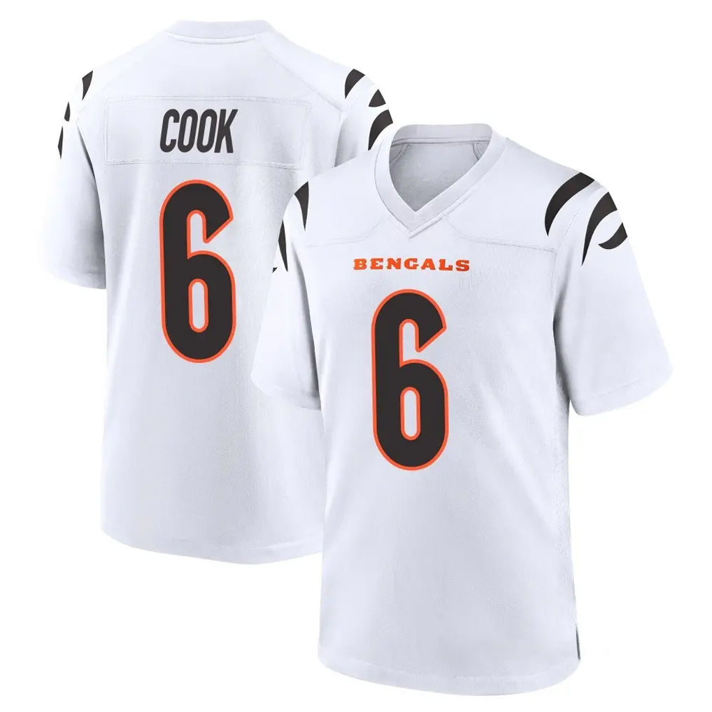 C.Bengals #6 Brian Cook Player White Home Game Gdoa Stitched Jerseys