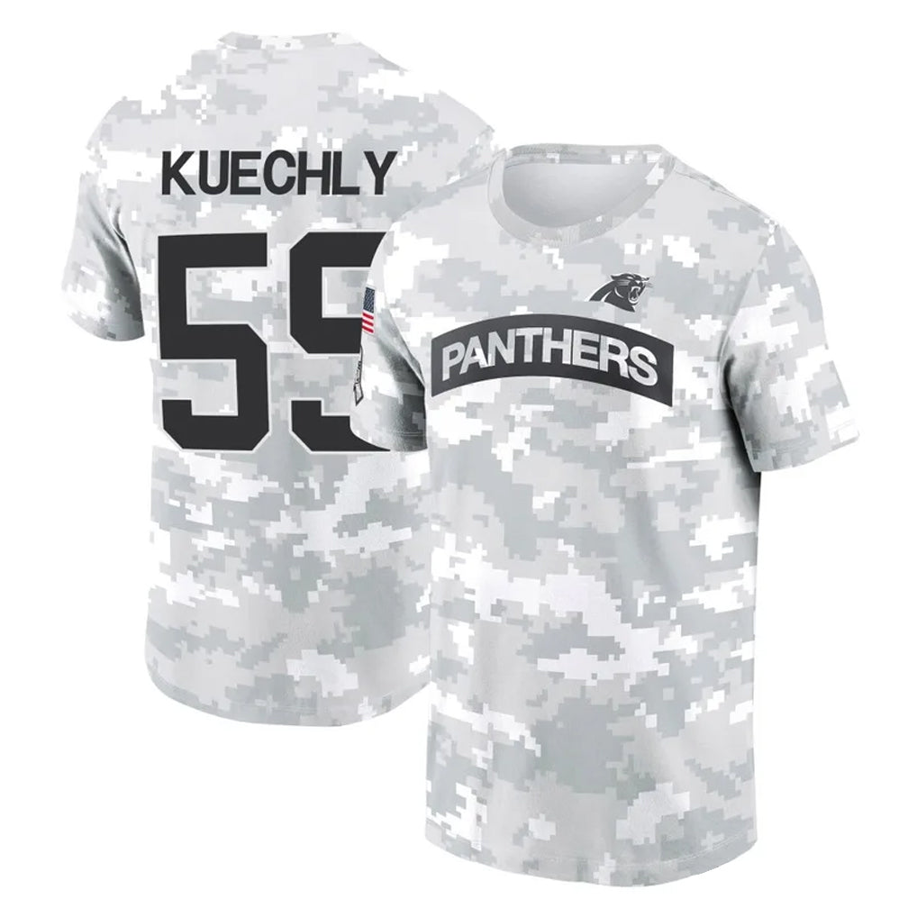 C.Panthers #59 Luke Kuechly Player Arctic Camo Salute to Service T-Shirt Hoodies Gdoa Stitched Jerseys