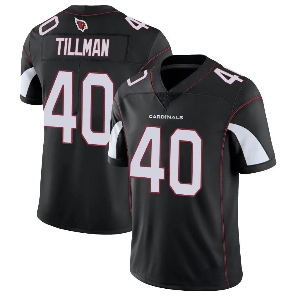 A.Cardinals #40 Pat Tillman Player Black Vapor Limited Home Game Gdoa Stitched Jerseys
