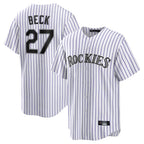 C.Rockies #27 Jordan Beck Player White Game Home Gdoa Stitched Jerseys