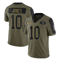 SF.49ers #10 Mac Jones Player Olive Salute To Service Limited Game Gdoa Stitched Jerseys