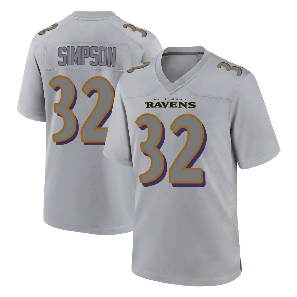 B.Ravens #32 Trenton Simpson Player Gray Color Rush Vapor Untouchable Game Gdoa Stitched Jerseys