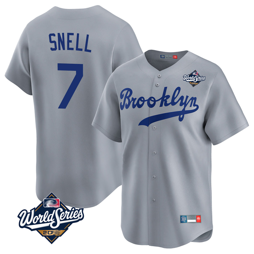 LA.Dodgers #7 Blake Snell Player Gray Game Limited World Series Home Fdoa Stitched Jerseys