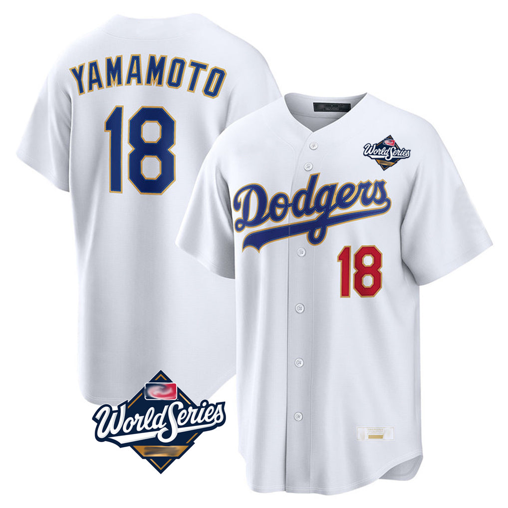 LA.Dodgers #18 Yoshinobu Yamamoto Player Gold White World Series 2026 Collection Stadium Limited Fdoa Stitched Jerseys
