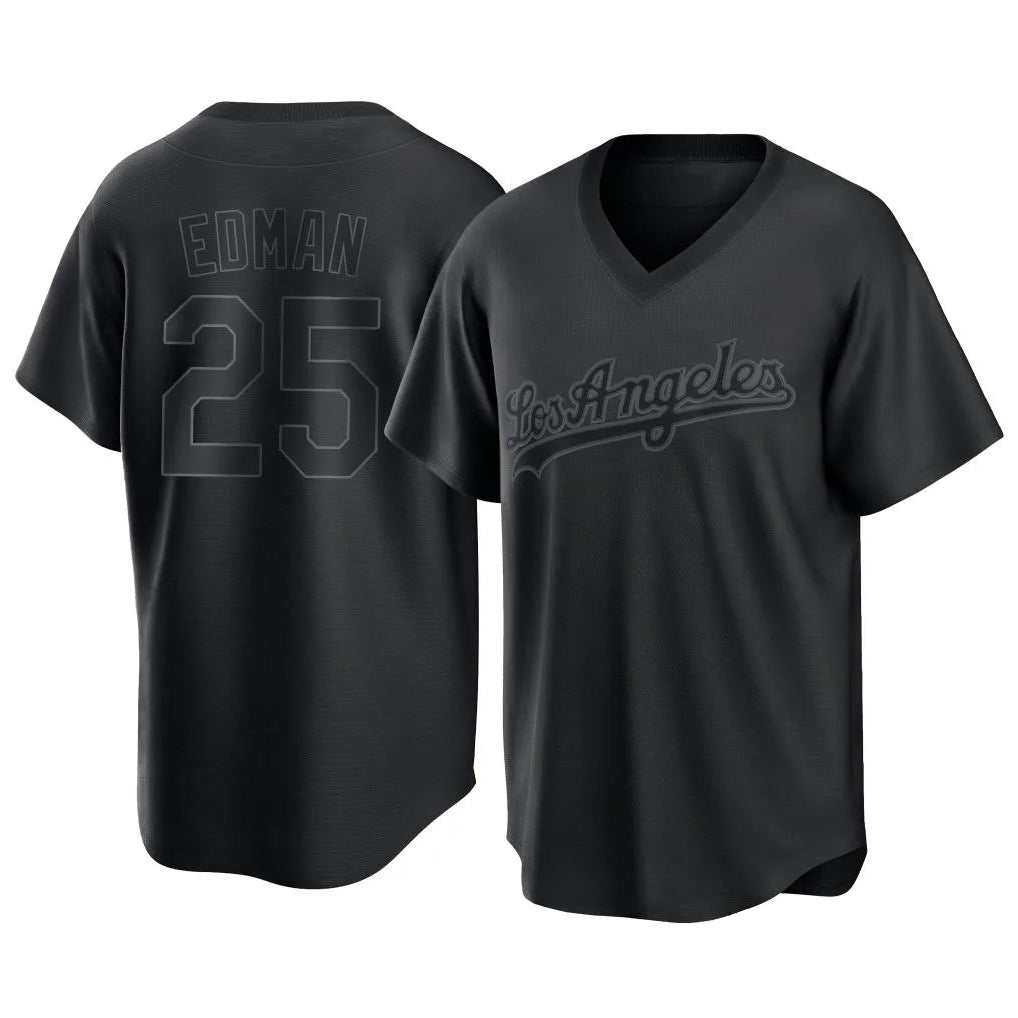 LA.Dodgers #25 Tommy Edman Player Black Pitch Fashion T-shirt Fdoa Stitched Jerseys