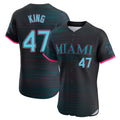 M.Marlins #47 John King Player Black City Connect Home Limited Elite Fdoa Stitched Jerseys