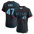 M.Marlins #47 John King Player Black City Connect Home Limited Elite Fdoa Stitched Jerseys