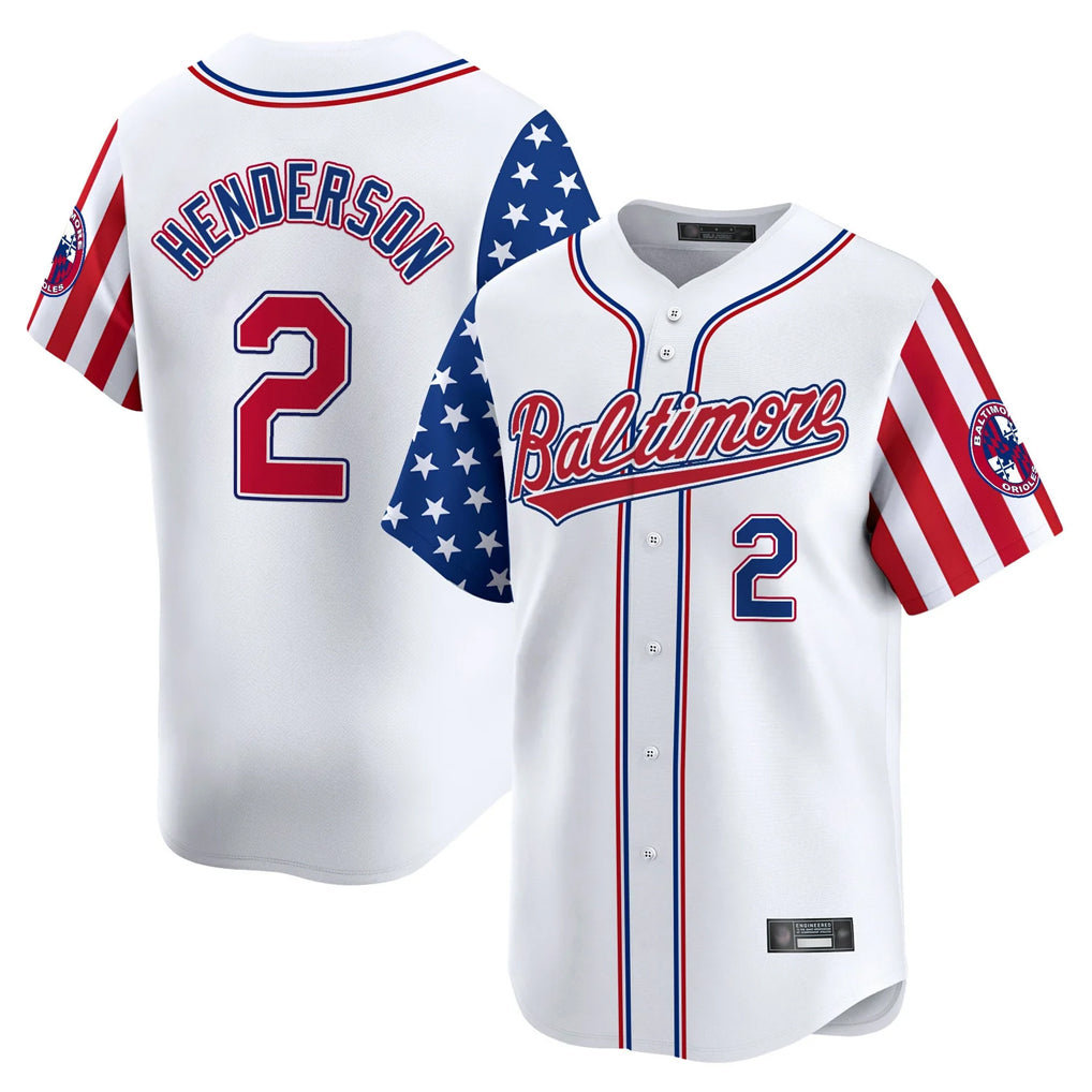 B.Orioles #2 Gunnar Henderson Player White Independence Day Vapor Premier Limited Home Game Gdoa Stitched Jerseys